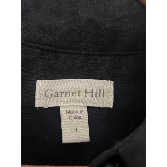 Garnett Hill Easy Linen Button-Down Tunic Tank Top Women’s Sz 4 Black - Picture 5 of 7